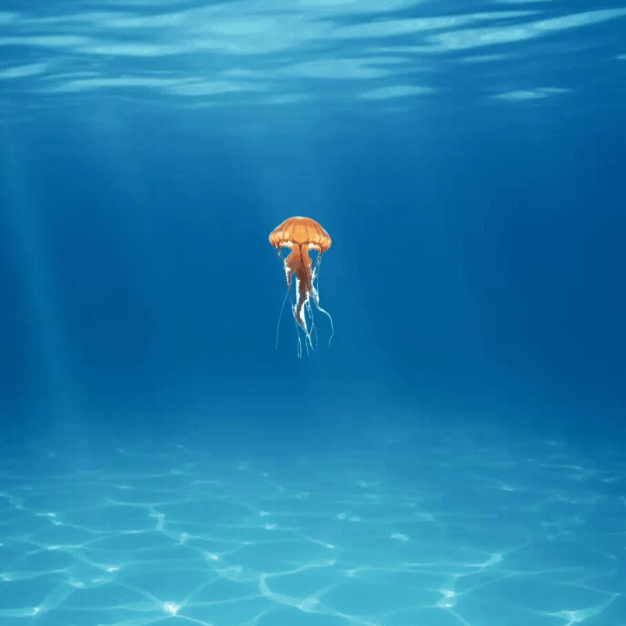 Jellyfish charcater swimming around the ocean controlled by the Makey Makey and/or the keyboard arrows. <a href='https://youtube.com/shorts/jNv2qSgmGrE?feature=share' target='_blank'><p>Experimentation video link</p></a>