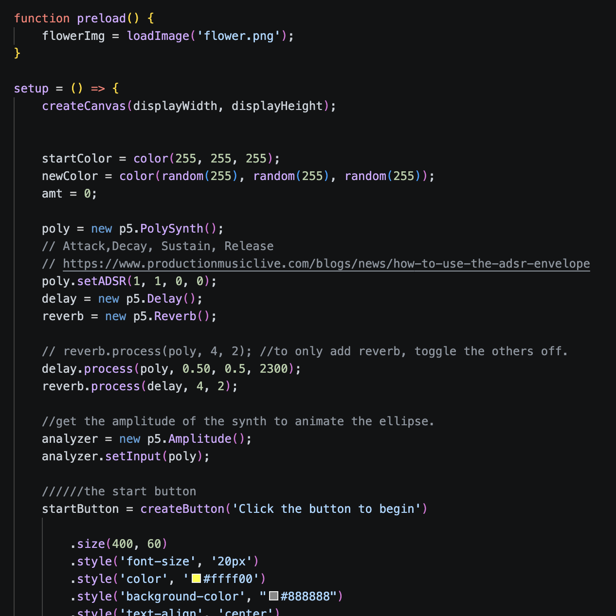 Sound ripples shaped as flowers displayed and playing music notes controlled from the Makey Makey.