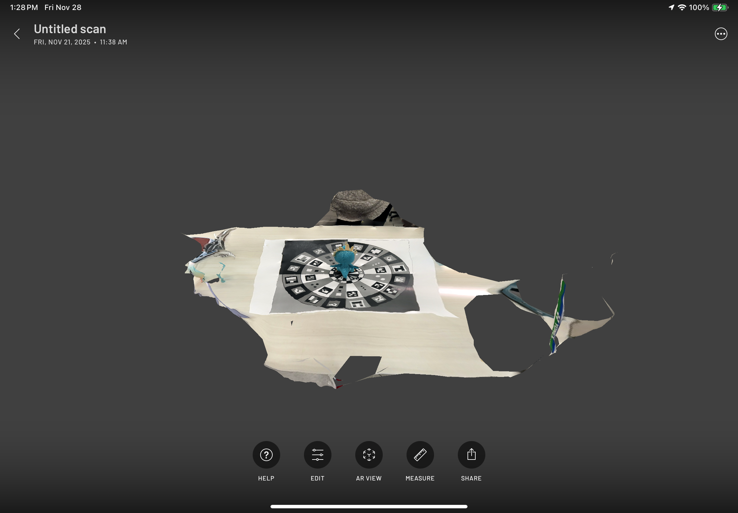 Scanning first object with Scaniverse app on iPads in-class activity.