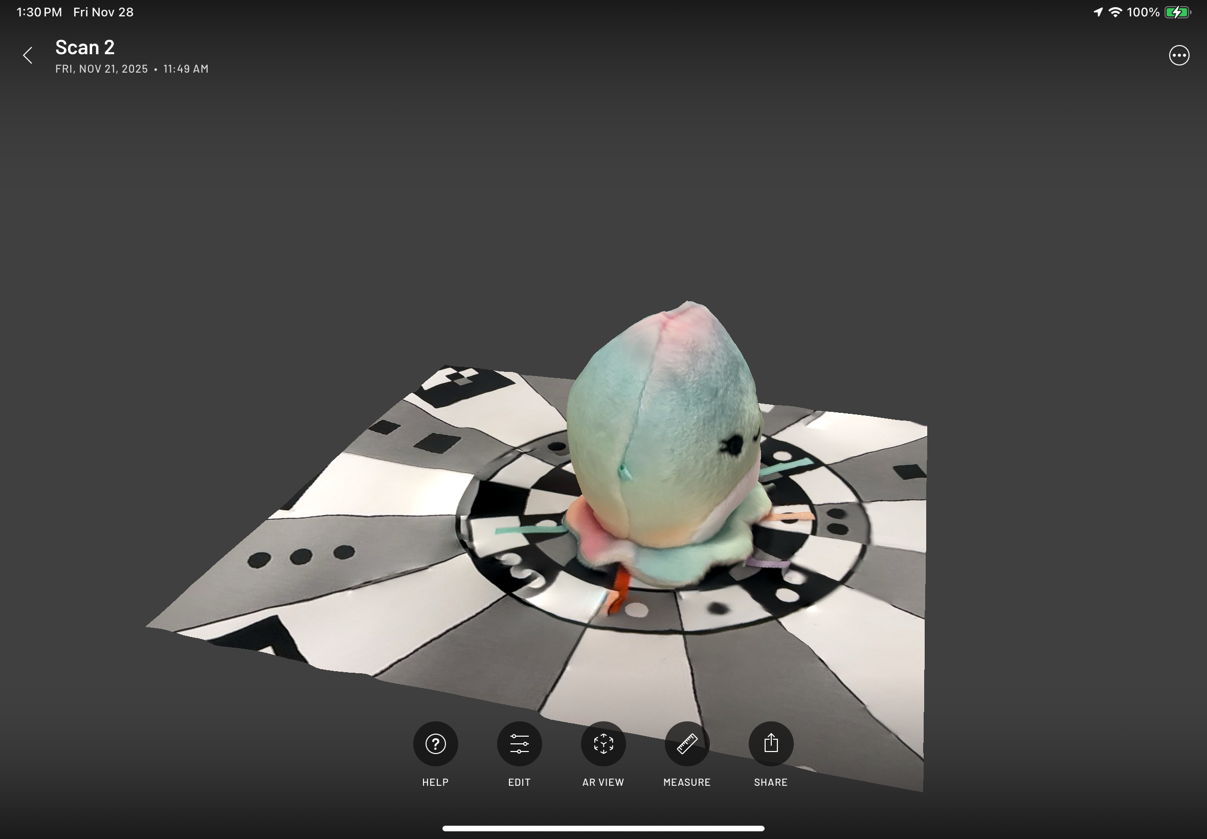 Scanning second object with Scaniverse app on iPads in-class activity.