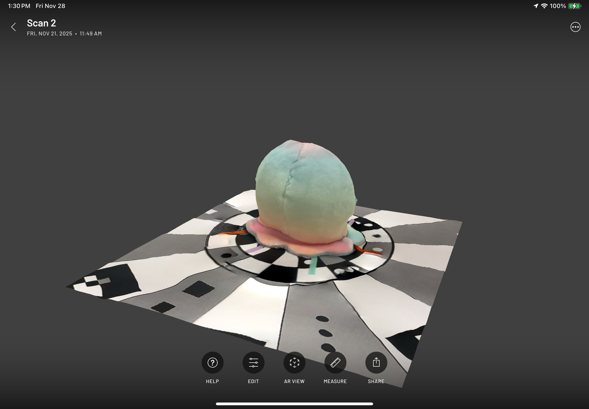 Scanning second object with Scaniverse app on iPads in-class activity.