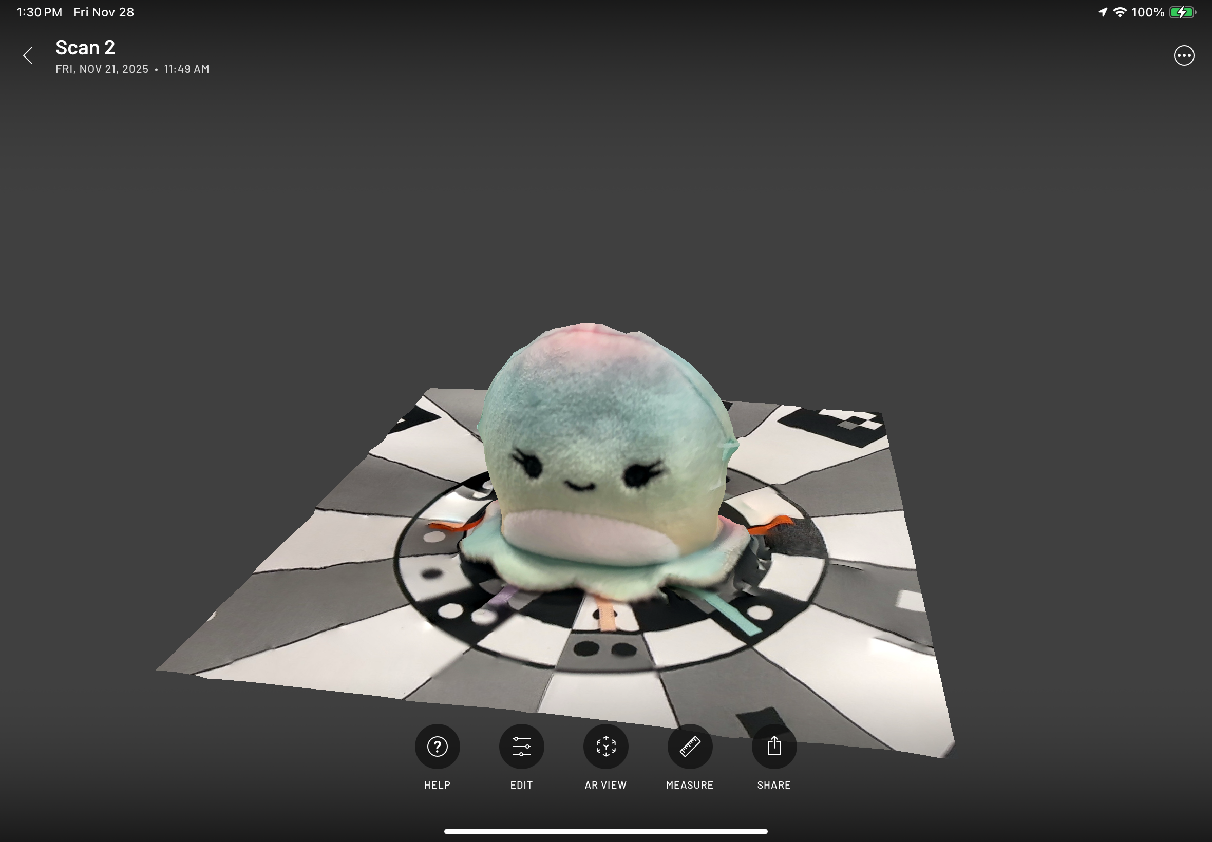 Scanning second object with Scaniverse app on iPads in-class activity.