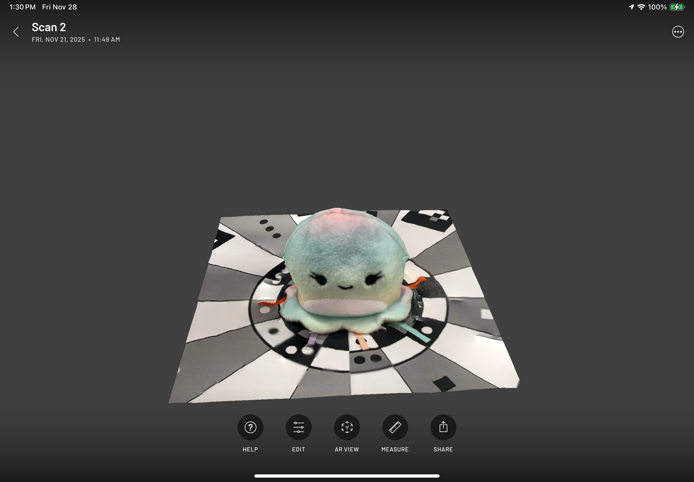 Scanning second object with Scaniverse app on iPads in-class activity.